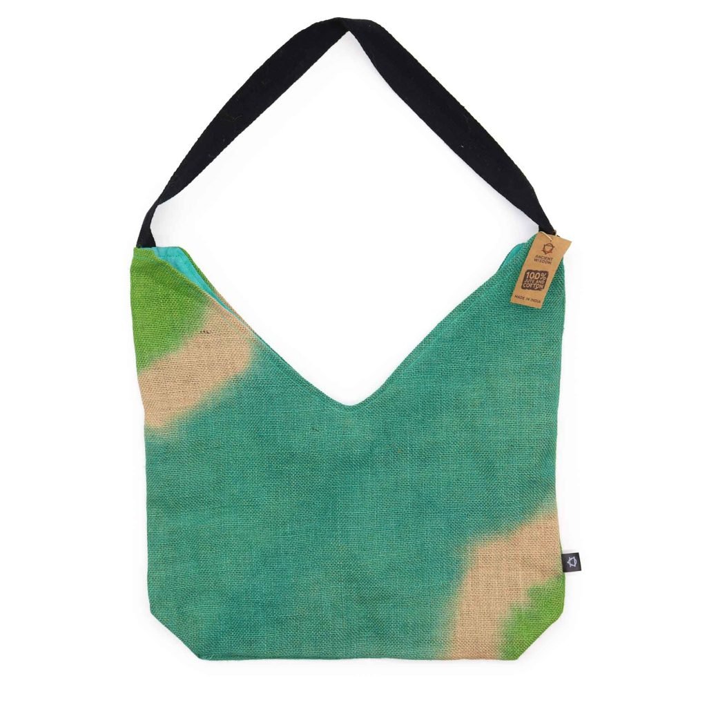 bolso hombro yute verde azualado