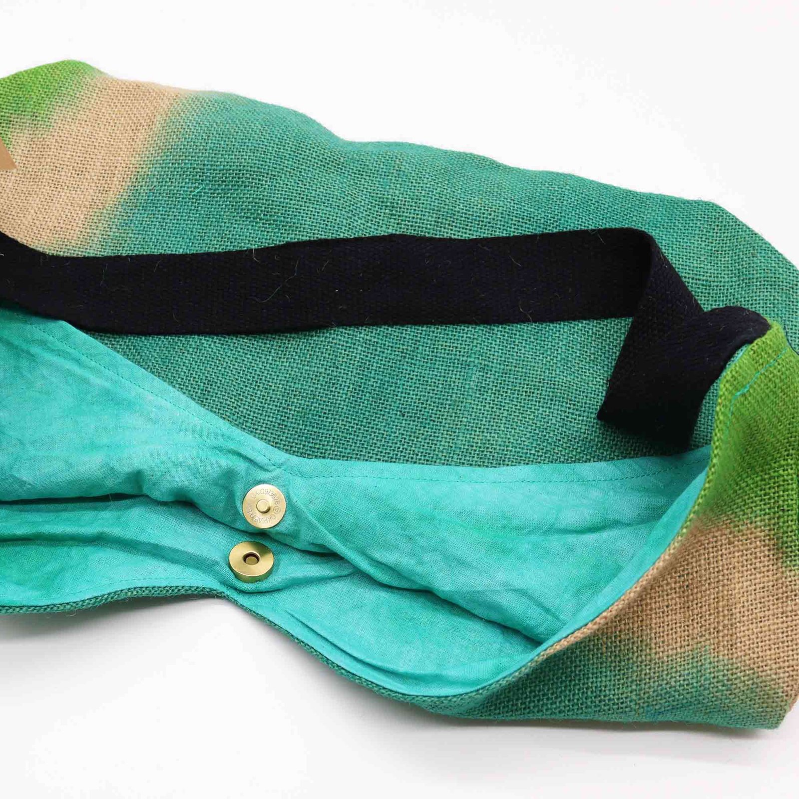 bolso hombro yute verde azulado cierre