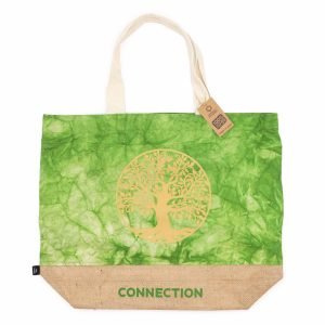 bolsa tote algodon y yute arbol de la vida