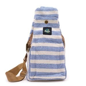 bolso bandolera algodon natural blanco y azul