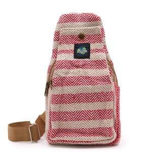 bolso bandolera algodon natural rosa y marron