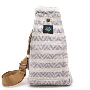 bolso bandolera algogón organico gris y blanco