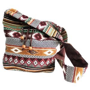 bolso bandolera jacquard marron grande