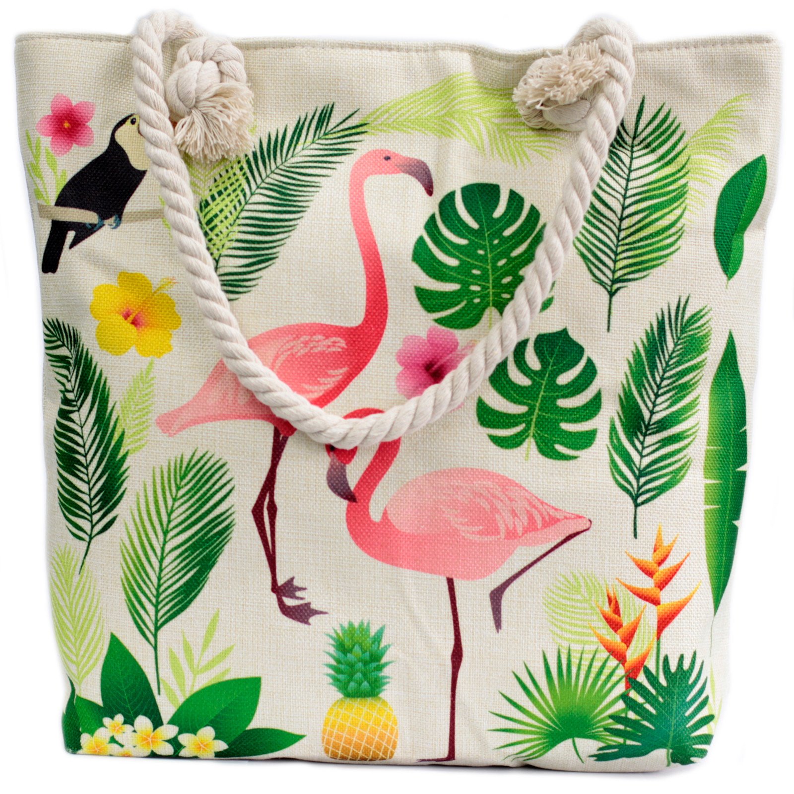 Bolso shopper algodón flamencos - Imagen 2