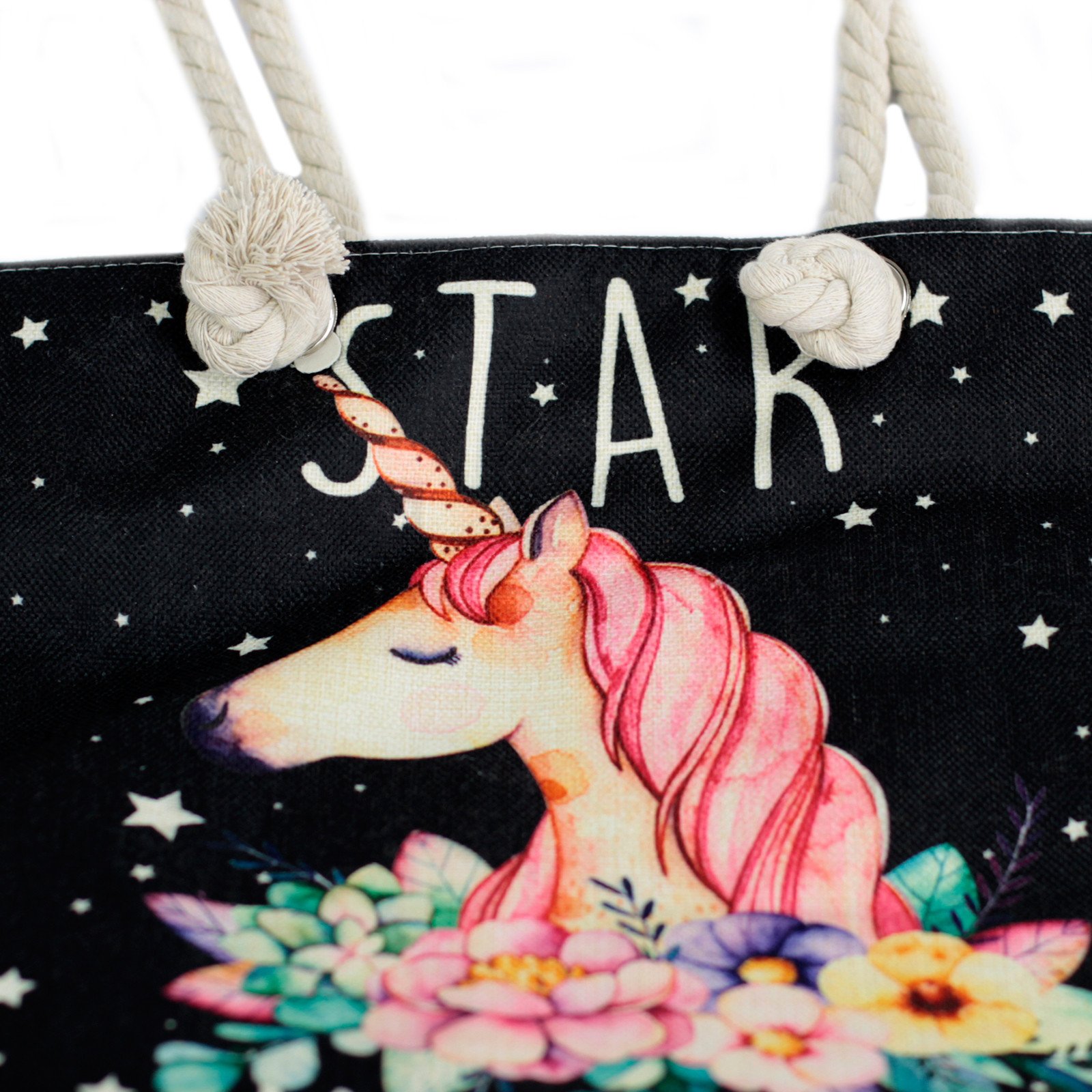 Bolso shopper algodón unicornio - Imagen 2