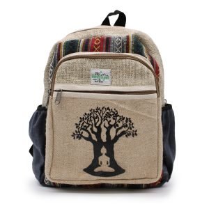 mochila cañamo pequeña arbol bodhi frontal