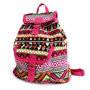 mochila jacquard rosada