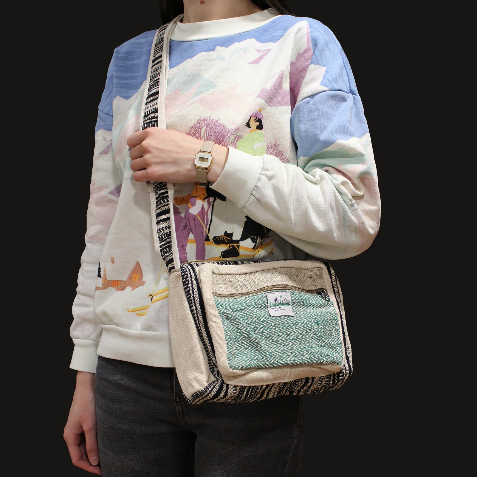 Bolso Messenger algodón y cáñamo - Imagen 4