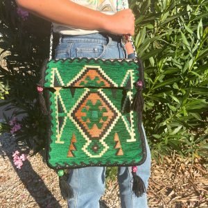 Bolso bandolera de fiesta Kilim verde esmeralda - Sundara Oriental
