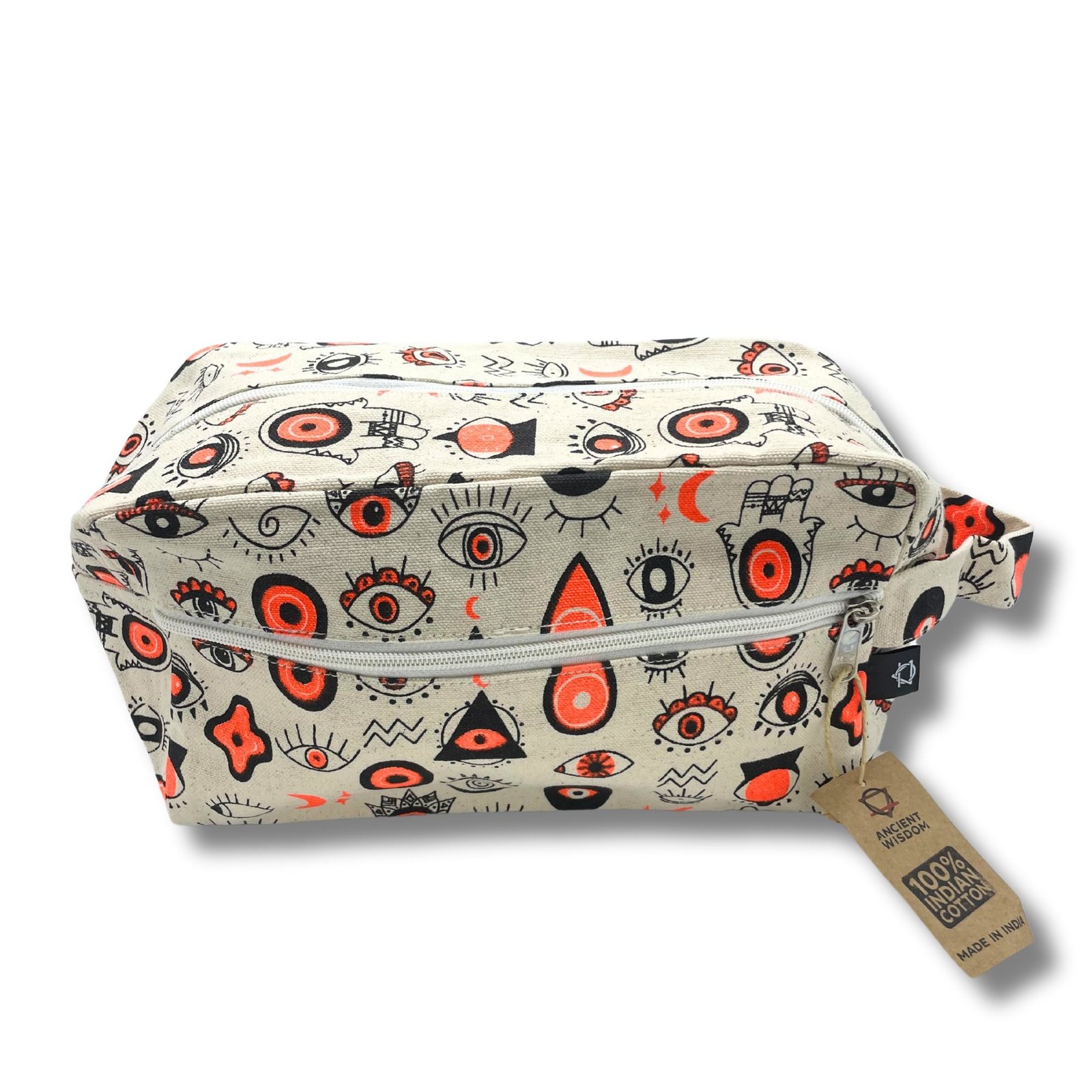 Bolsa de Aseo Mediana de Lona de Algodón con Estampado de Ojos Múltiples - Imagen 2