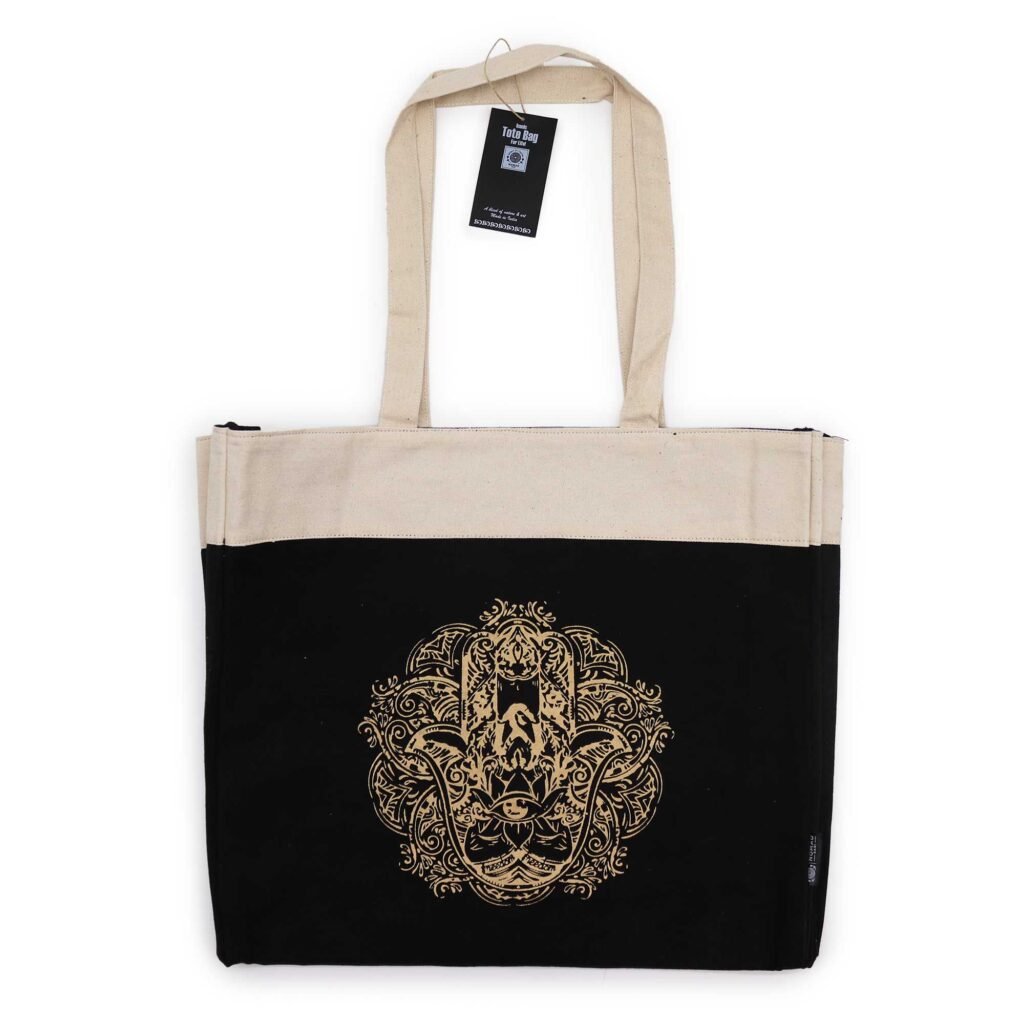 Bolso Tote Extragrande Chocolate Lavado a la Piedra 14 oz - Mano de Fátima de la Libertad - Sundara Oriental