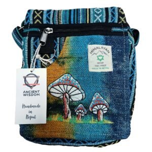Bolso de Fiesta con Bordado de Cáñamo - Hongos Verdes - Sundara Oriental