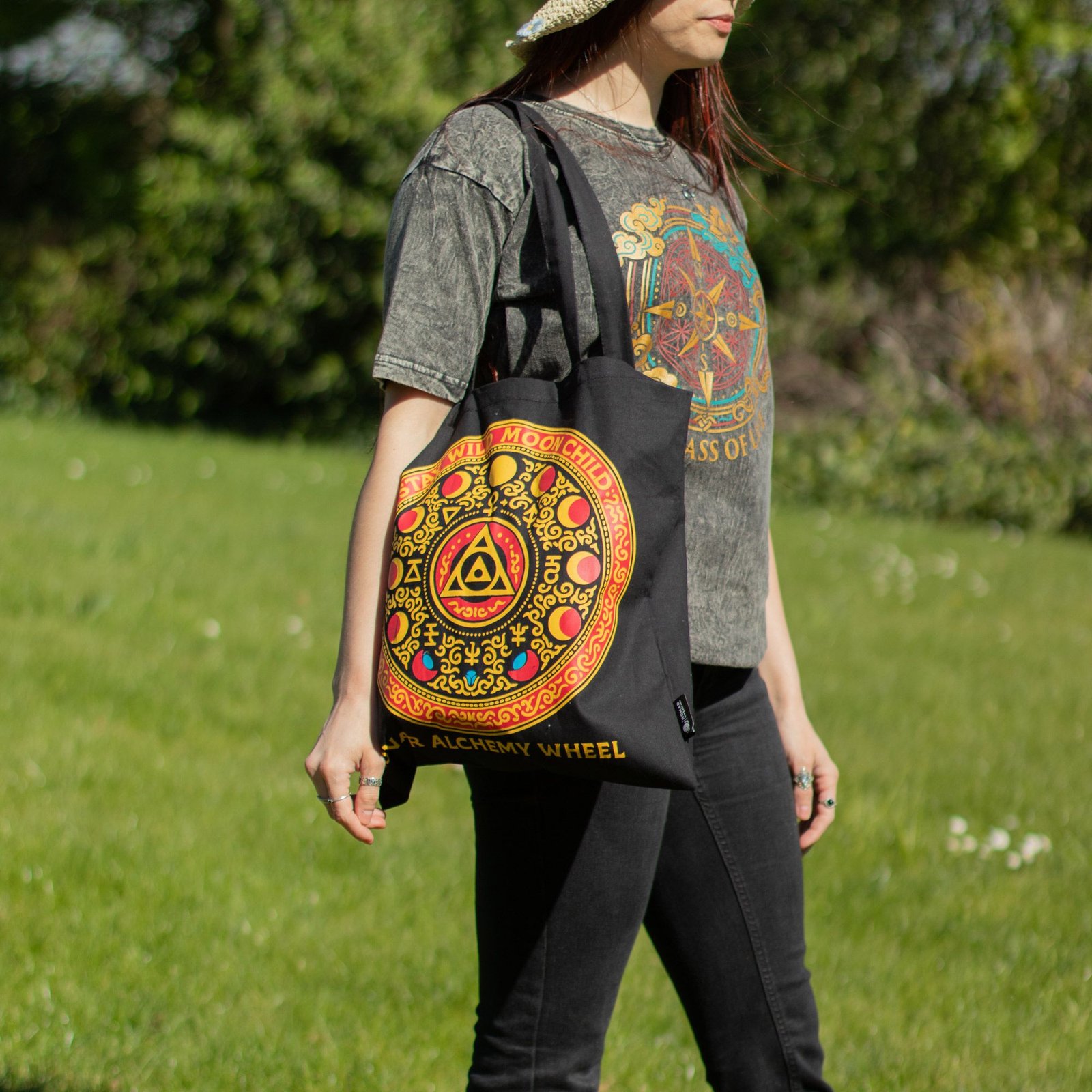 Bolso Tote Icónico Clásico - Luna Alchemy Wheel - Negro 6 oz - Imagen 8