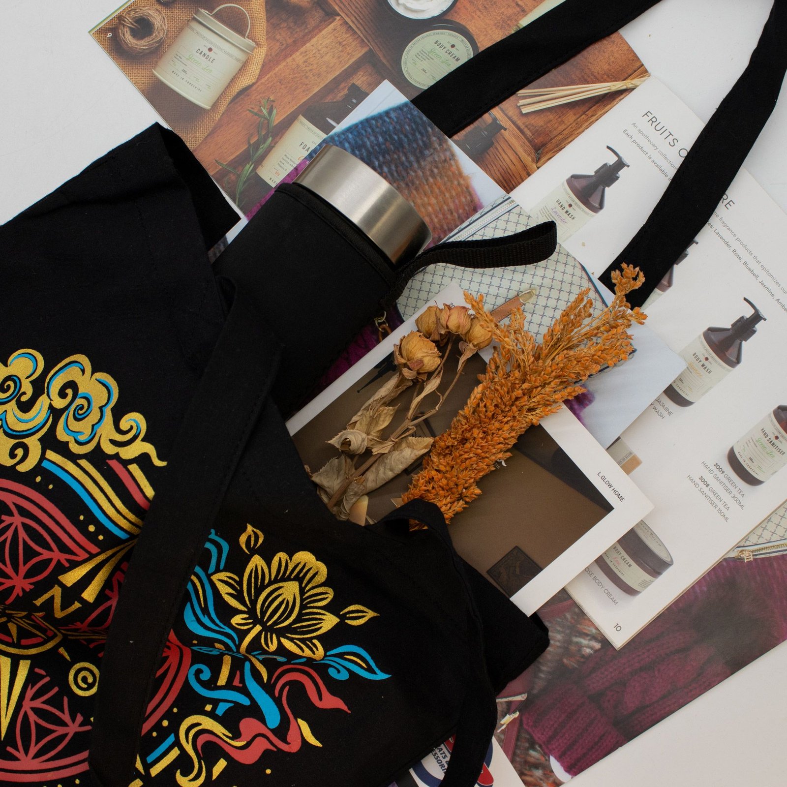 Bolso tote icónico y clásico - Brújula de la Vida - Negro 6oz - Imagen 6