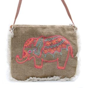 Bolso con flecos - Bordado Elefante - Sundara Oriental