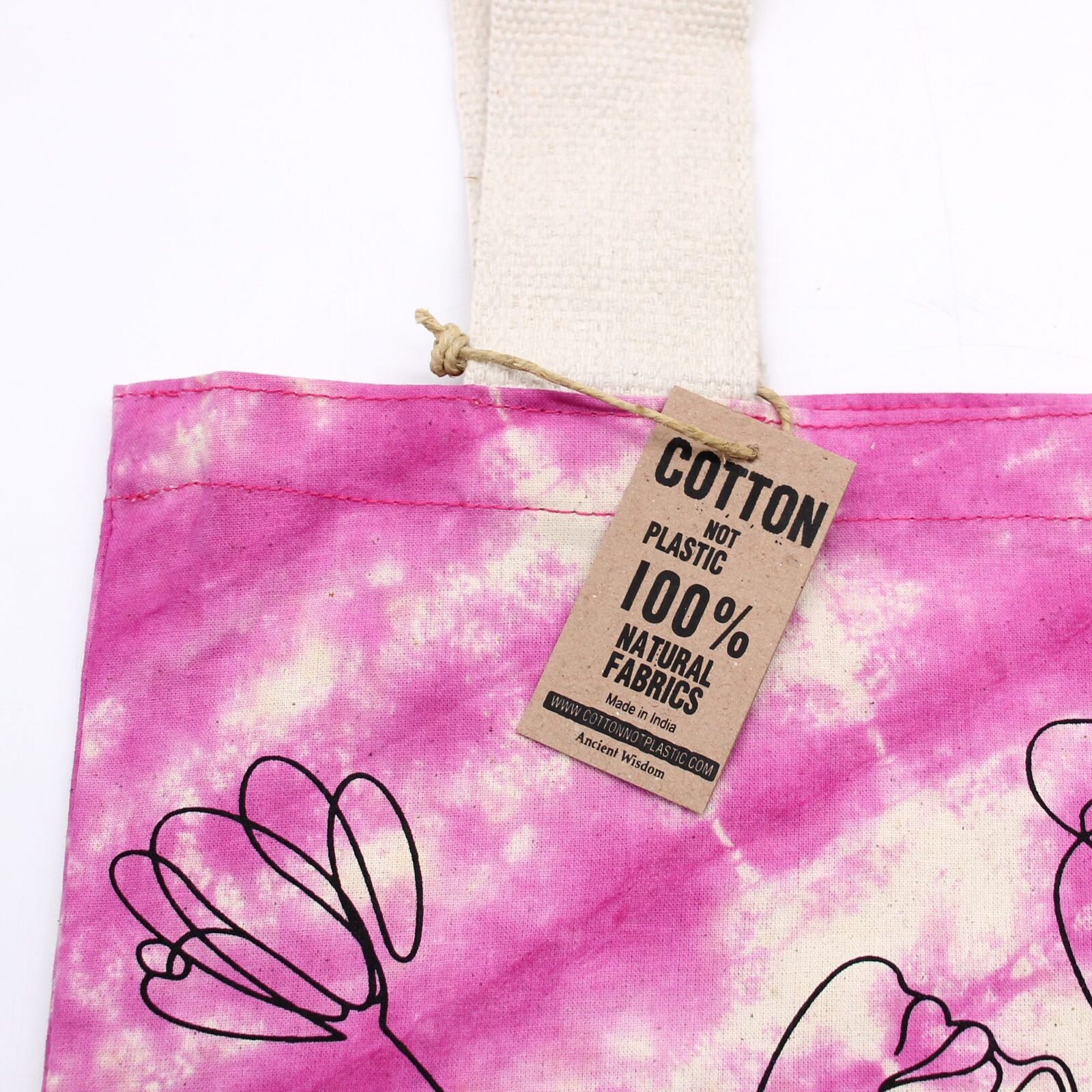 Bolsas de Algodón "Tie Dye" (170g) - 38x42x12cm - Cara Bonita - Magenta - Asa Natural