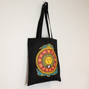 Bolso tote icónico y clásico - Sol del Zodíaco - Negro 6 oz - Sundara Oriental