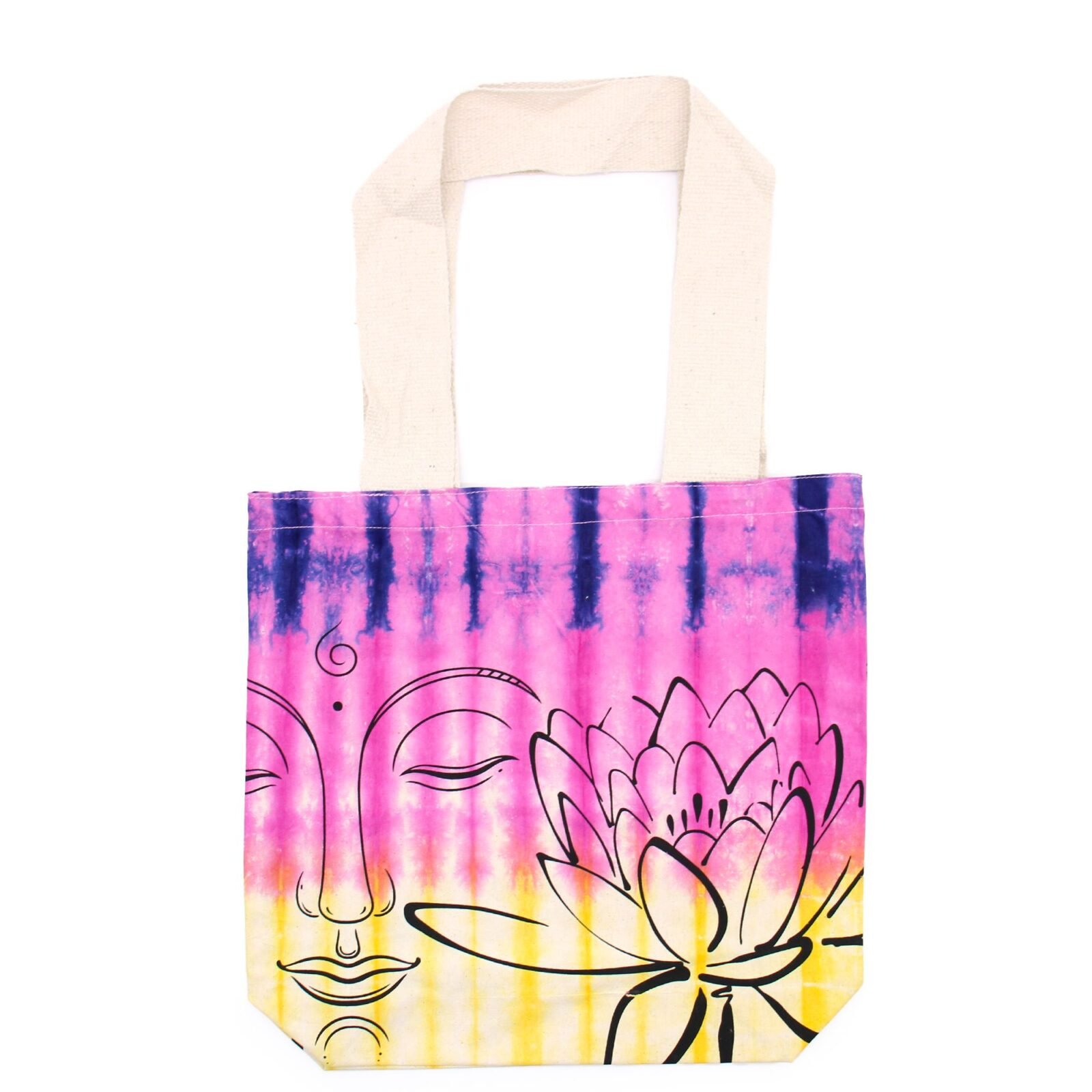 Bolsas de Algodón "Tie Dye" (170g) - 38x42x12cm - Lotus Buddha - Multi Color - Asa Natural - Imagen 4