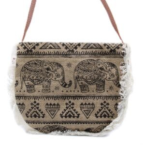 Bolso con flecos  - Estampado de Elefante - Sundara Oriental