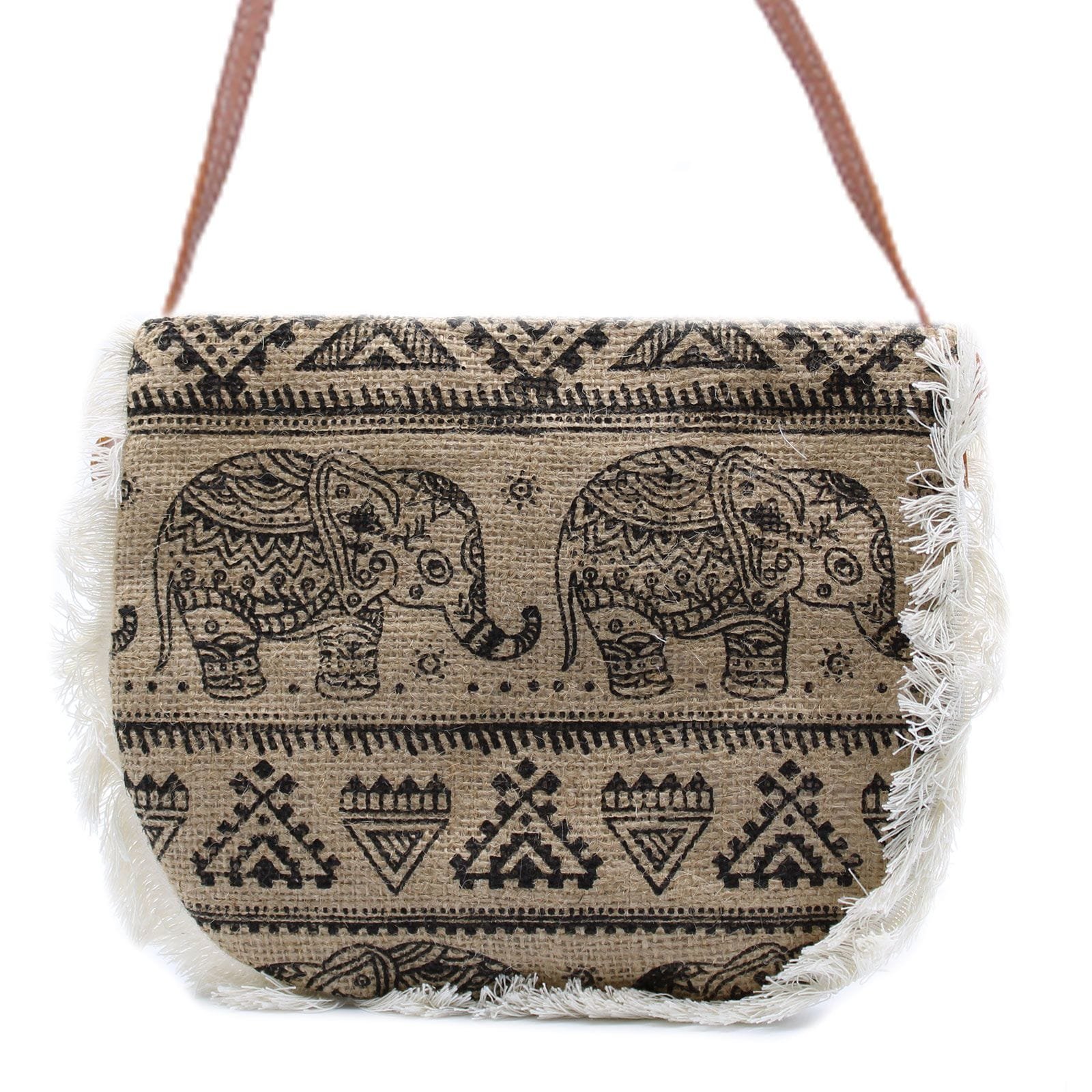 Bolso con flecos - Estampado de Elefante - Sundara Oriental