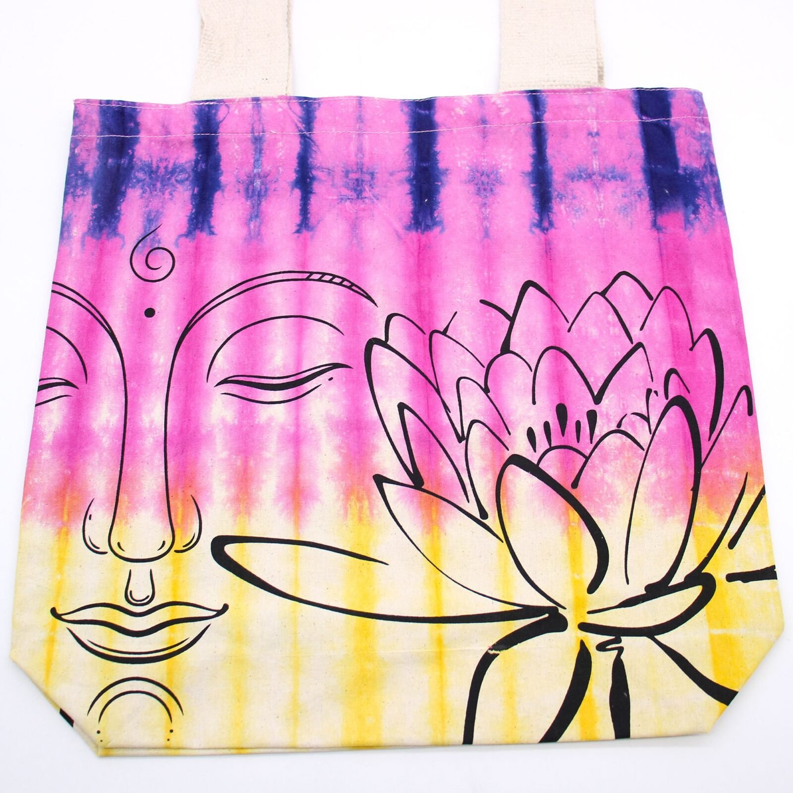 Bolsas de Algodón "Tie Dye" (170g) - 38x42x12cm - Lotus Buddha - Multi Color - Asa Natural - Imagen 2