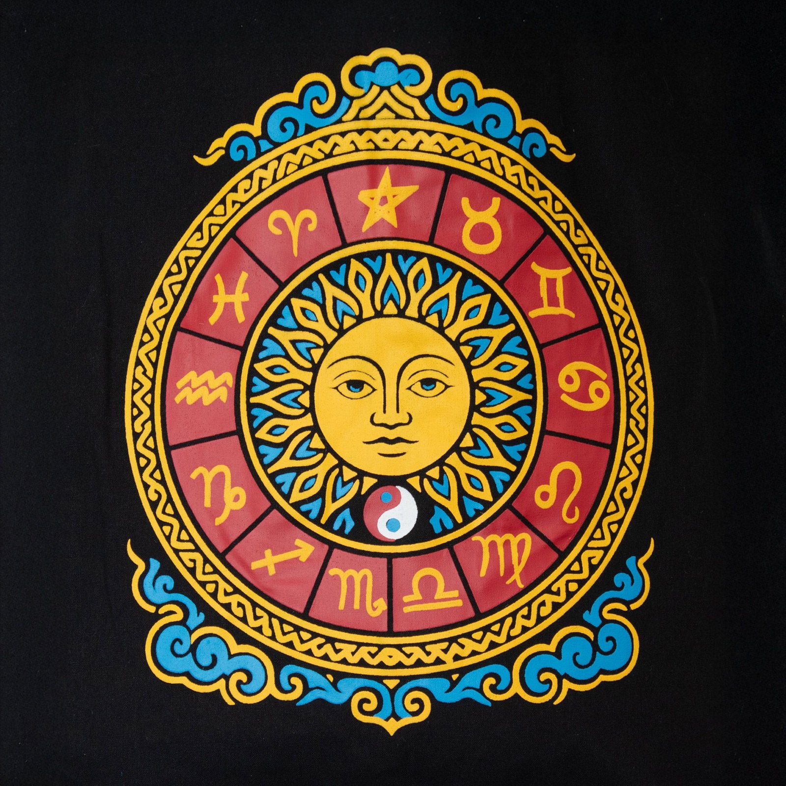 Bolso tote icónico y clásico - Sol del Zodíaco - Negro 6 oz - Imagen 2