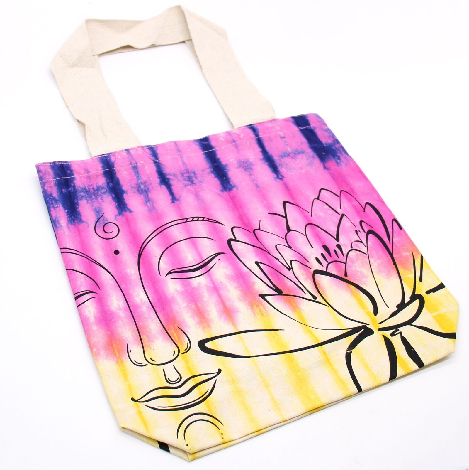 Bolsas de Algodón "Tie Dye" (170g) - 38x42x12cm - Lotus Buddha - Multi Color - Asa Natural - Imagen 3