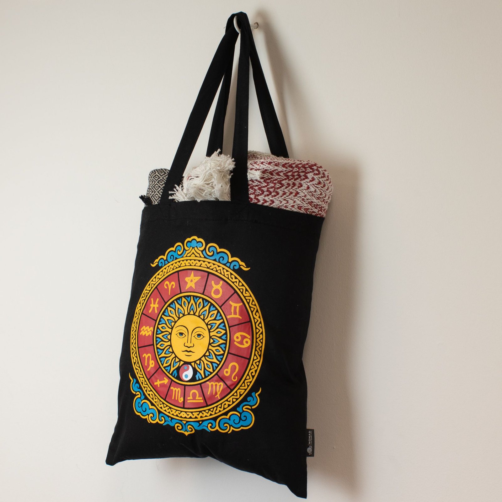 Bolso tote icónico y clásico - Sol del Zodíaco - Negro 6 oz - Imagen 5