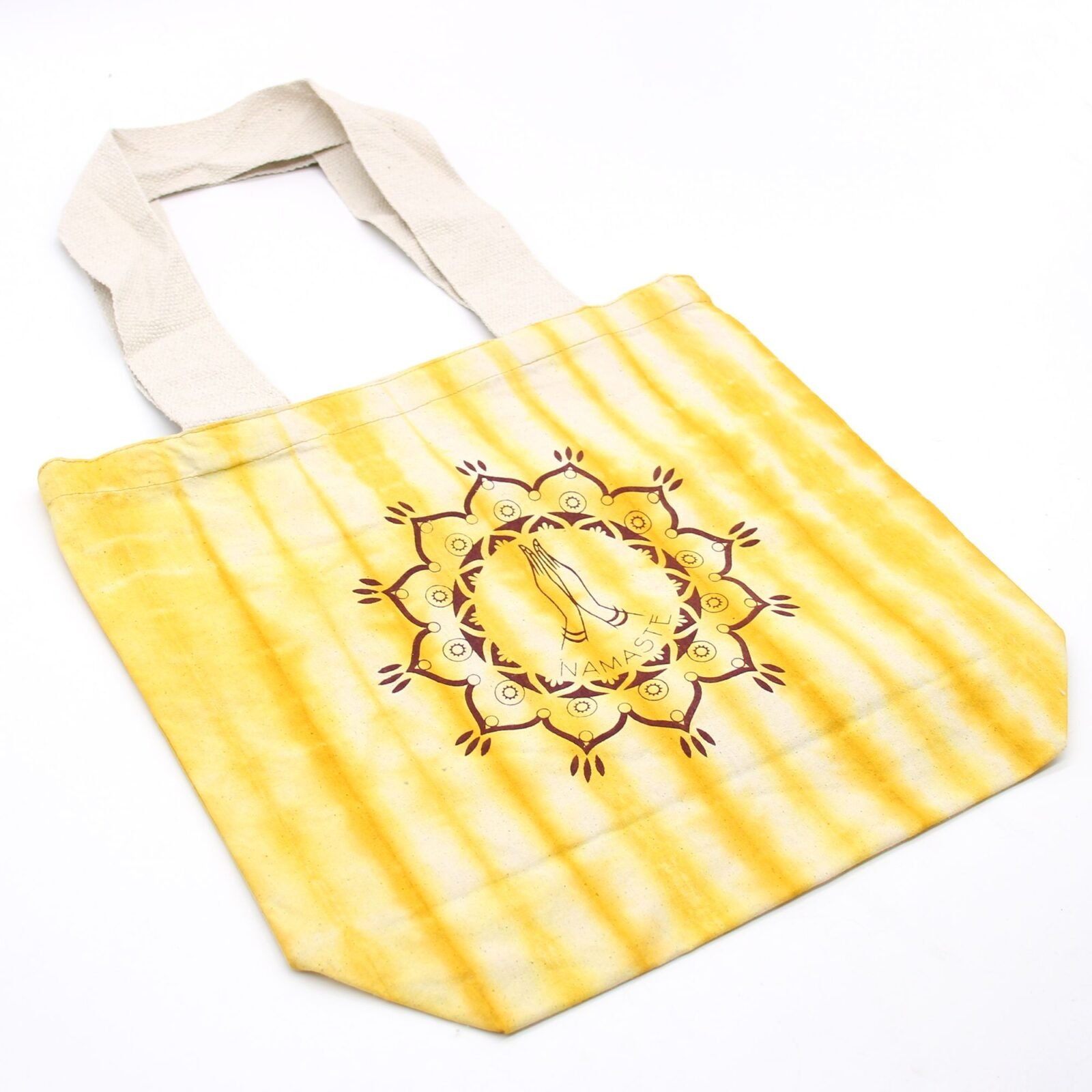 Bolsas de Algodón "Tie Dye" (170g) - 38x42x12cm - Namaste Hands - Yellow - Asa Natural - Imagen 3