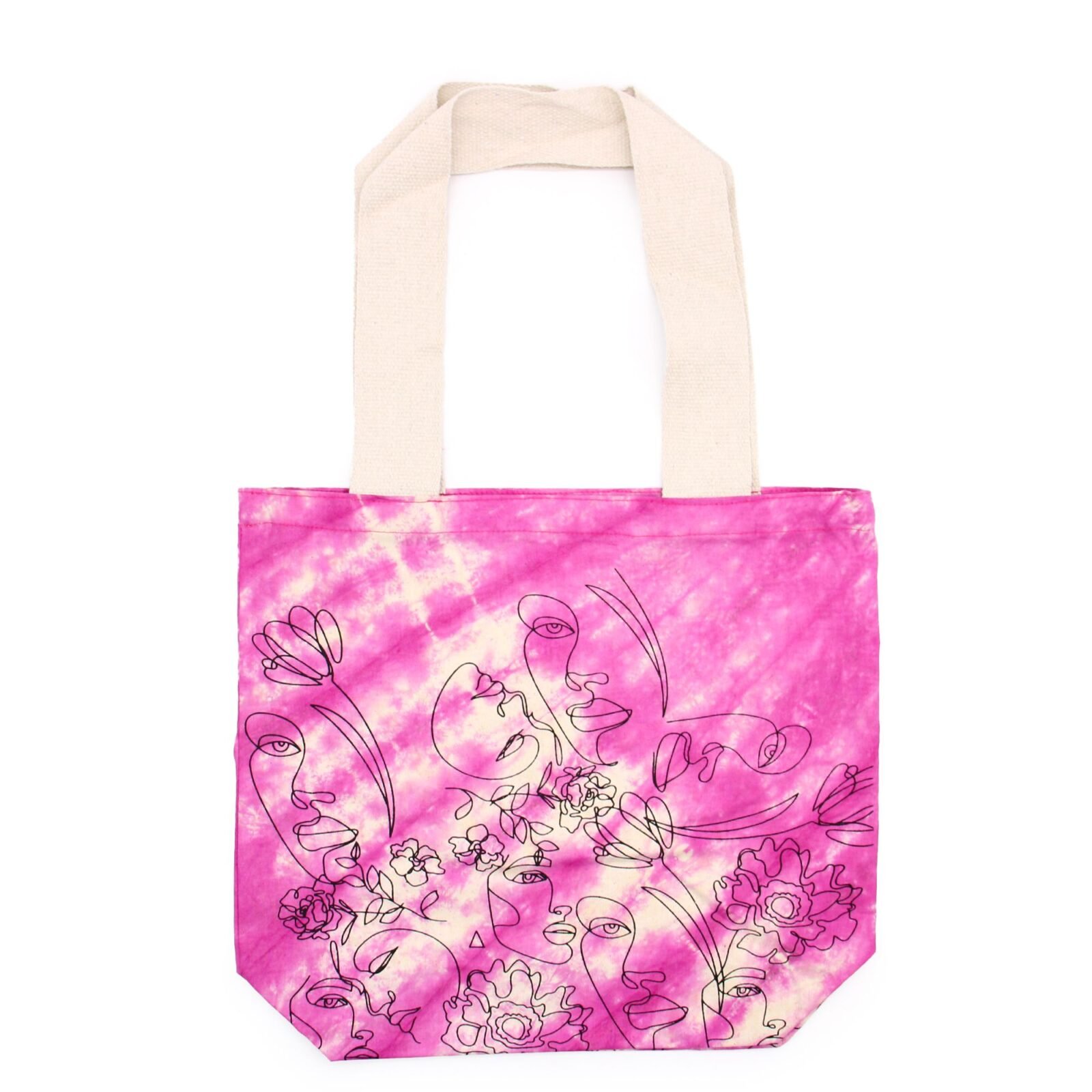 Bolsas de Algodón "Tie Dye" (170g) - 38x42x12cm - Cara Bonita - Magenta - Asa Natural - Imagen 2