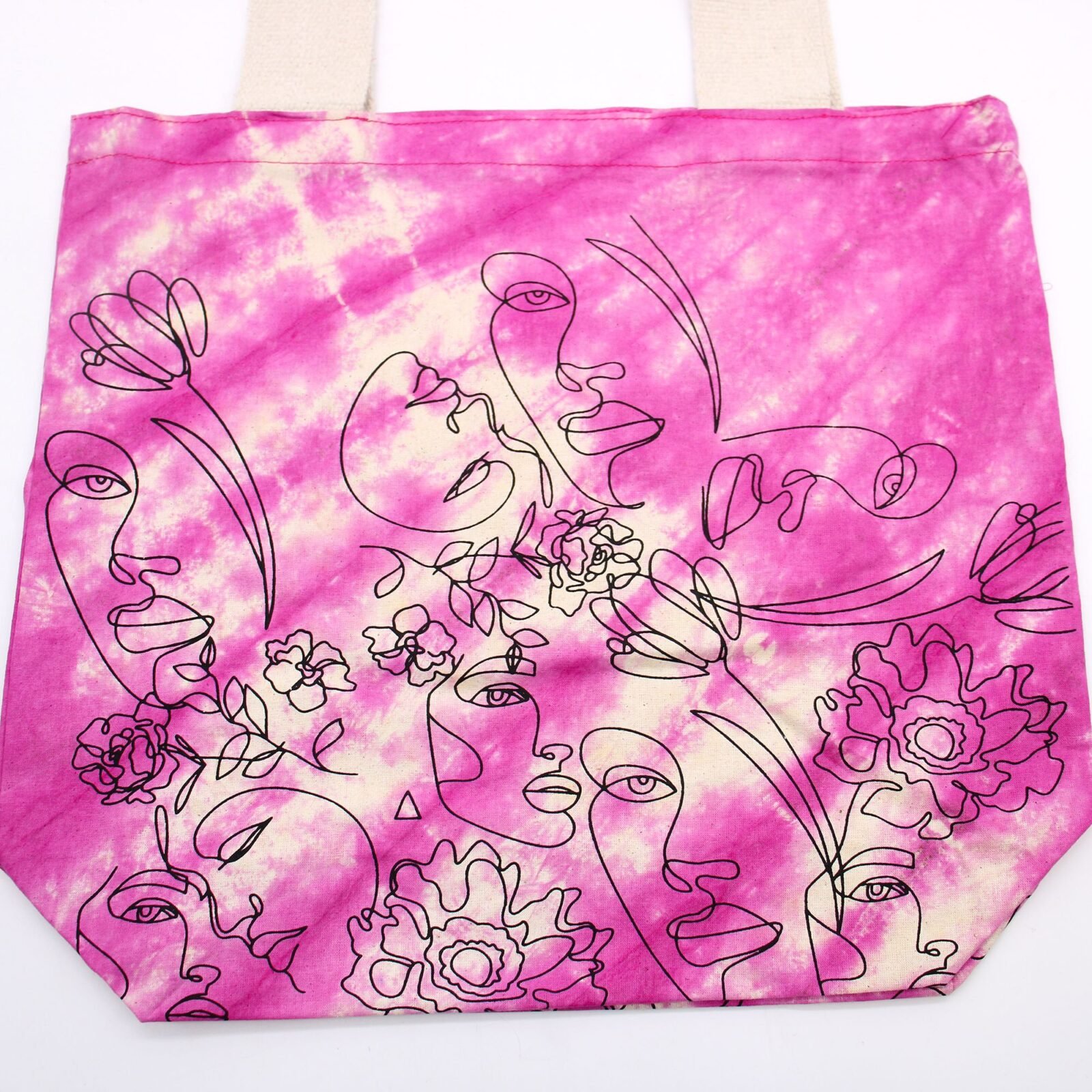 Bolsas de Algodón "Tie Dye" (170g) - 38x42x12cm - Cara Bonita - Magenta - Asa Natural - Imagen 3