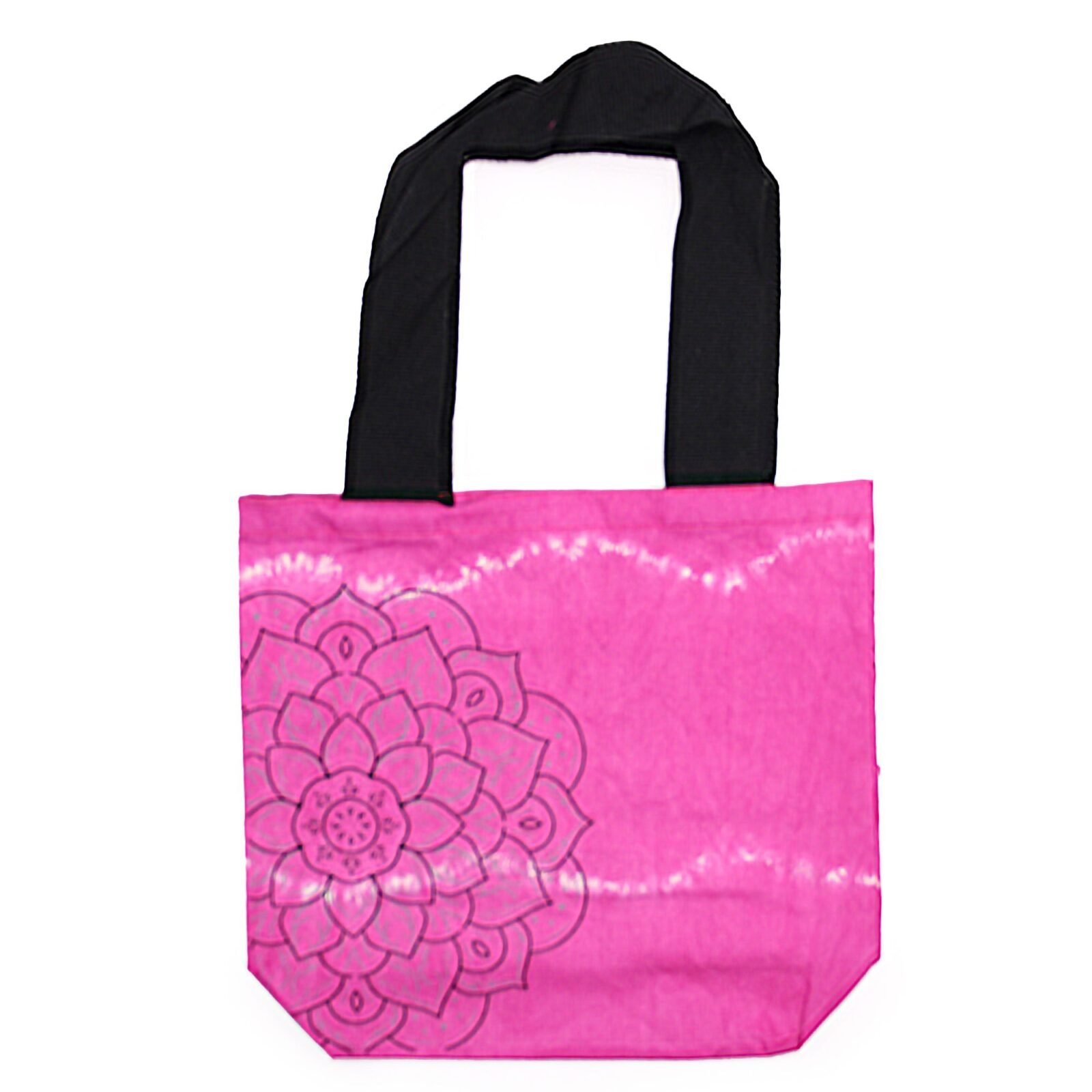 Bolsas de Algodón "Tie Dye" (170g) - 38x42x12cm - Mandala - Magenta - Asa Negra - Imagen 3