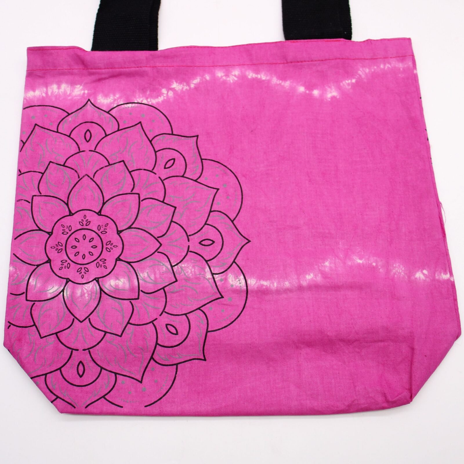 Bolsas de Algodón "Tie Dye" (170g) - 38x42x12cm - Mandala - Magenta - Asa Negra - Imagen 2