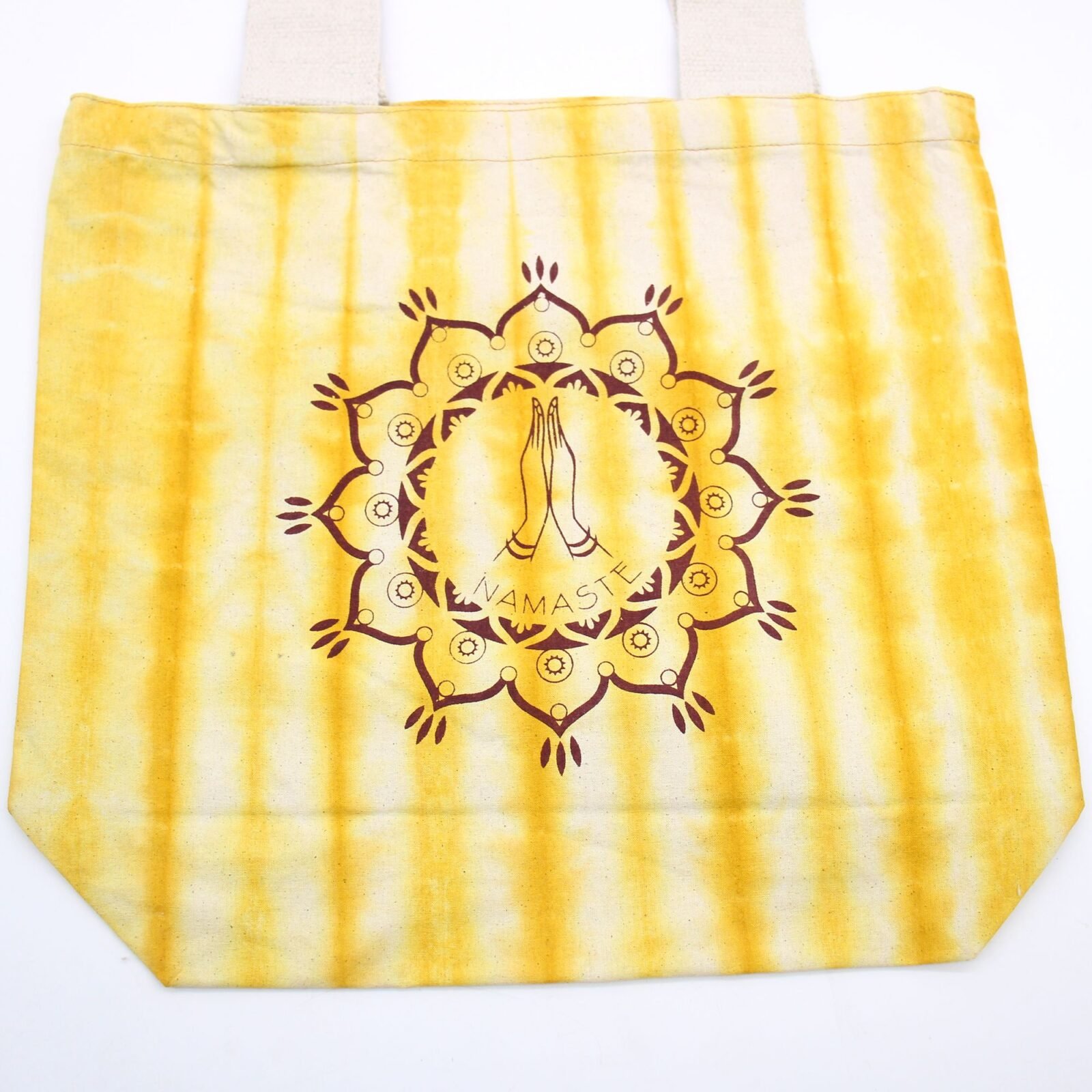 Bolsas de Algodón "Tie Dye" (170g) - 38x42x12cm - Namaste Hands - Yellow - Asa Natural - Imagen 2
