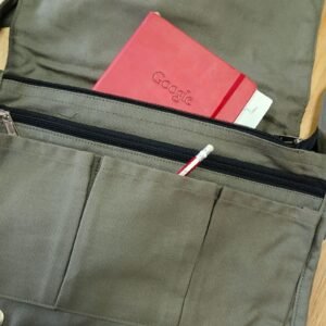 Bolso Mensajero de Lona de Algodón para Portátil, Oliva