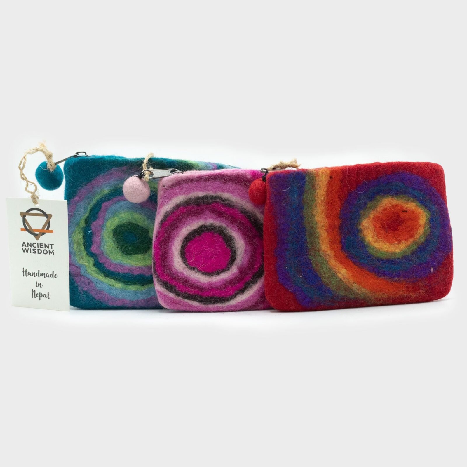 Monedero de Fieltro con Cremallera, Estampado Psicodélico - Sundara Oriental