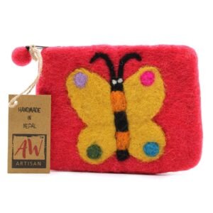 Monedero de Fieltro con Cremallera, Mariposa