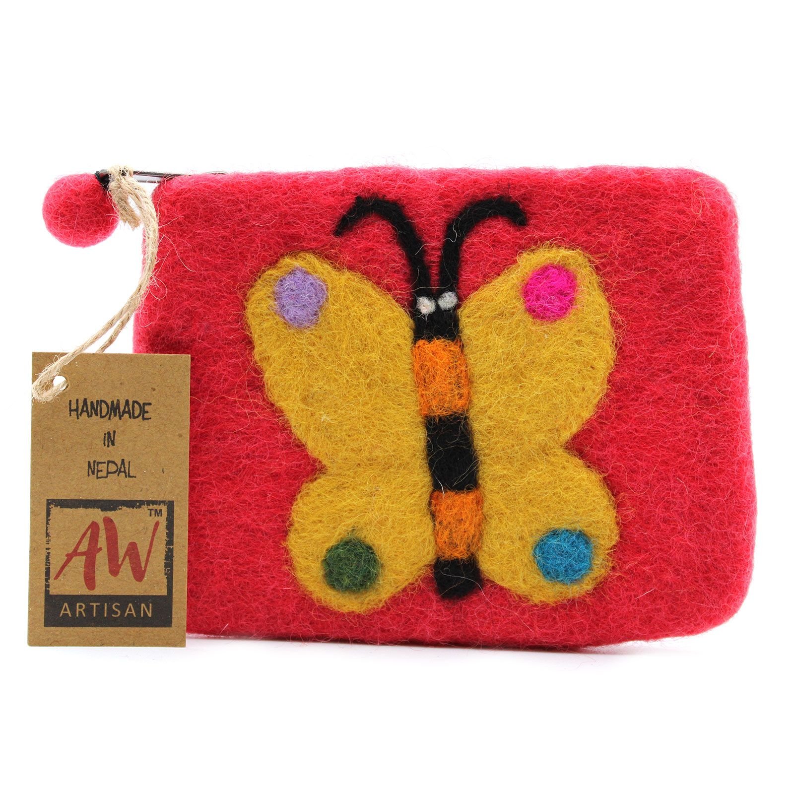 Monedero de Fieltro con Cremallera, Mariposa - Sundara Oriental