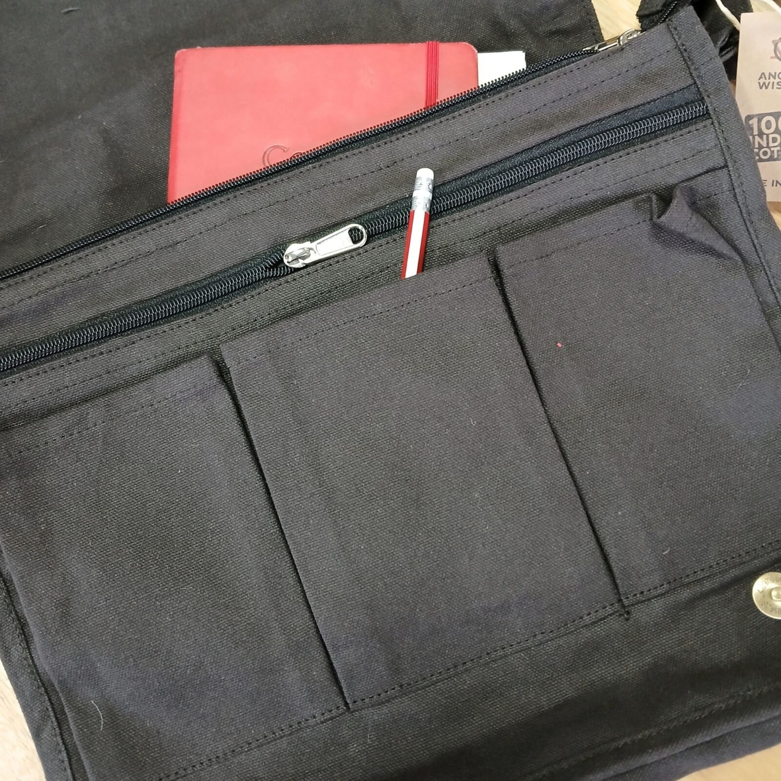 Bolso Mensajero de Lona de Algodón para Portátil, Gris Carbón - Imagen 2