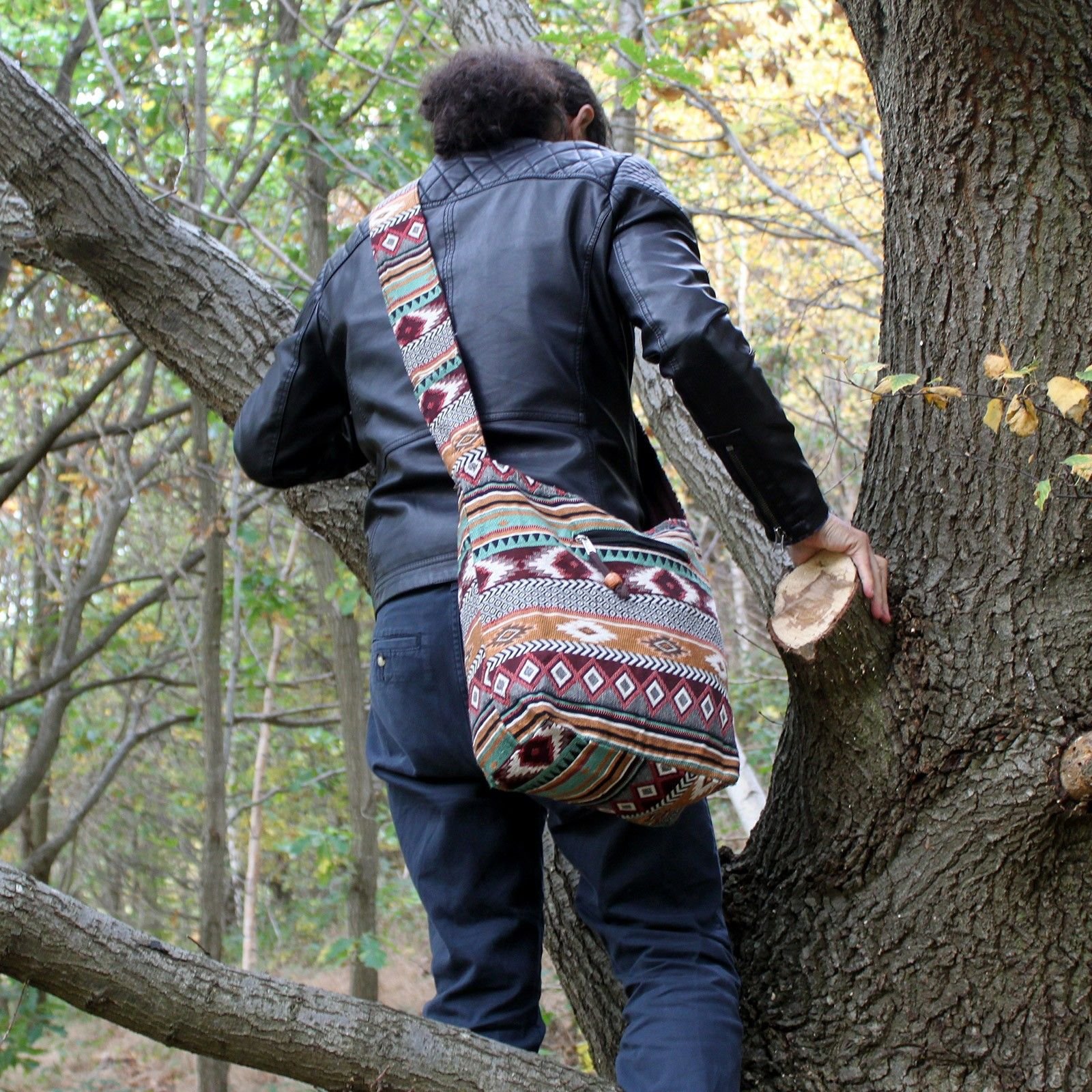 Bolso Jacquard Estilo Estudiante, Color Chocolate - Sundara Oriental