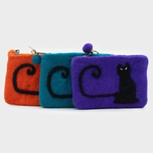 Monedero de Fieltro con Cremallera, Cara de Gato