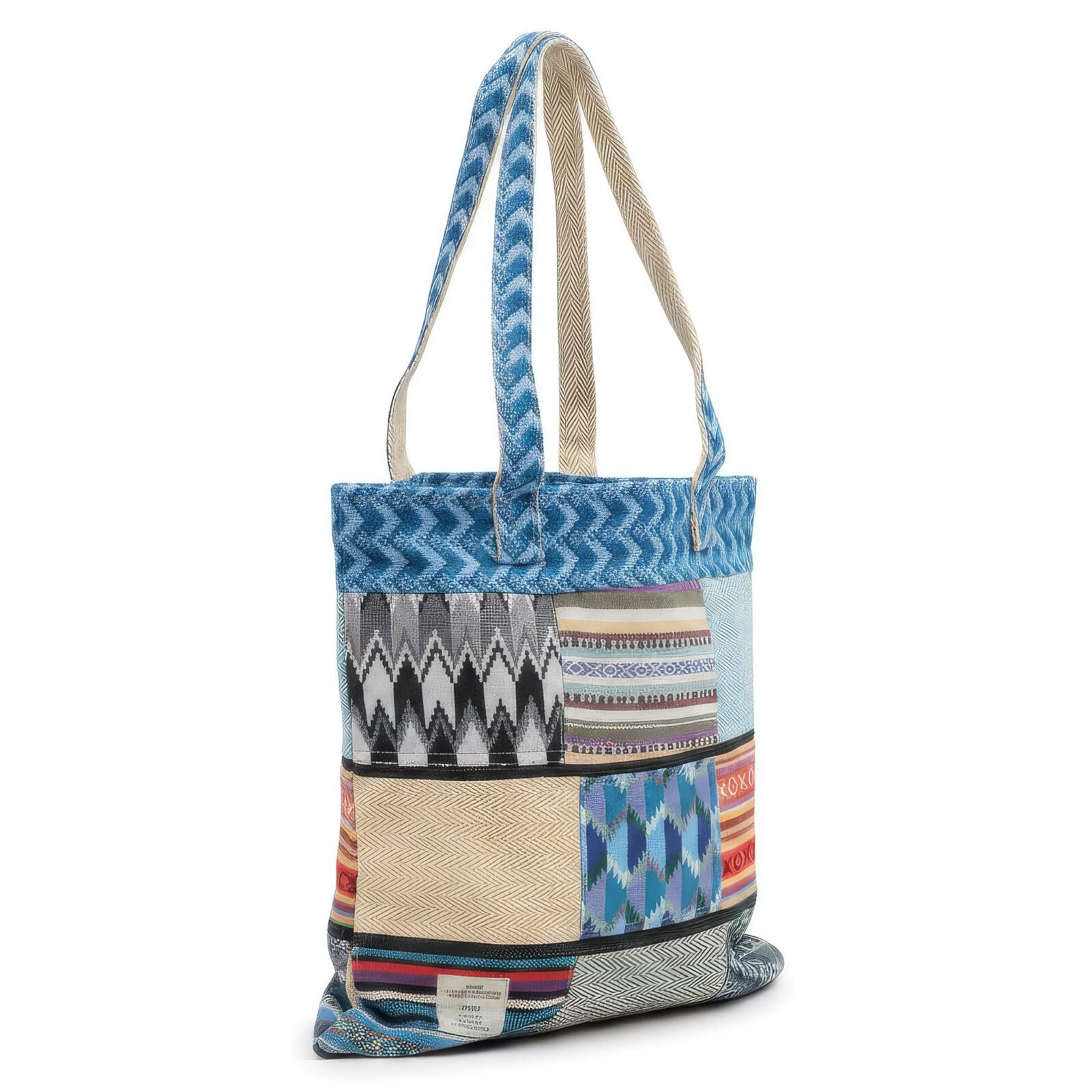 Bolso Tote Patchwork de Katmandú, Diseño Dhaka - imagen 2 - Sundara Oriental
