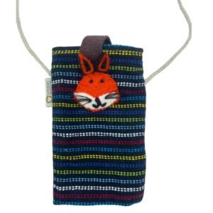 Bolso para M&oacute;vil Negro y Multicolor, Bordado Zorro