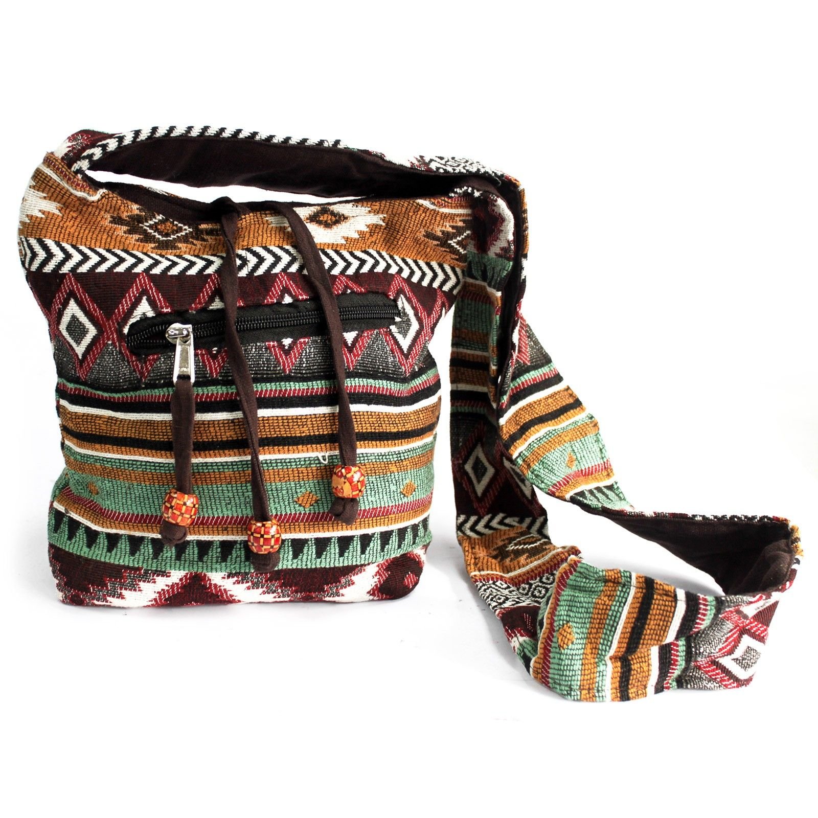Bolso Bandolera de Jacquard, Color Chocolate - imagen 2 - Sundara Oriental