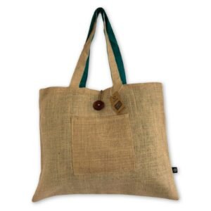 Bolsa Reversible de Yute y Algod&oacute;n, Verde Azulado