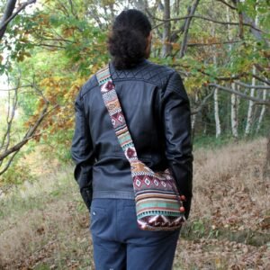 Bolso Bandolera de Jacquard, Color Chocolate