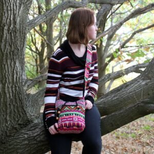 Mochila Peque&ntilde;a de Tejido Jacquard, Color Rosa