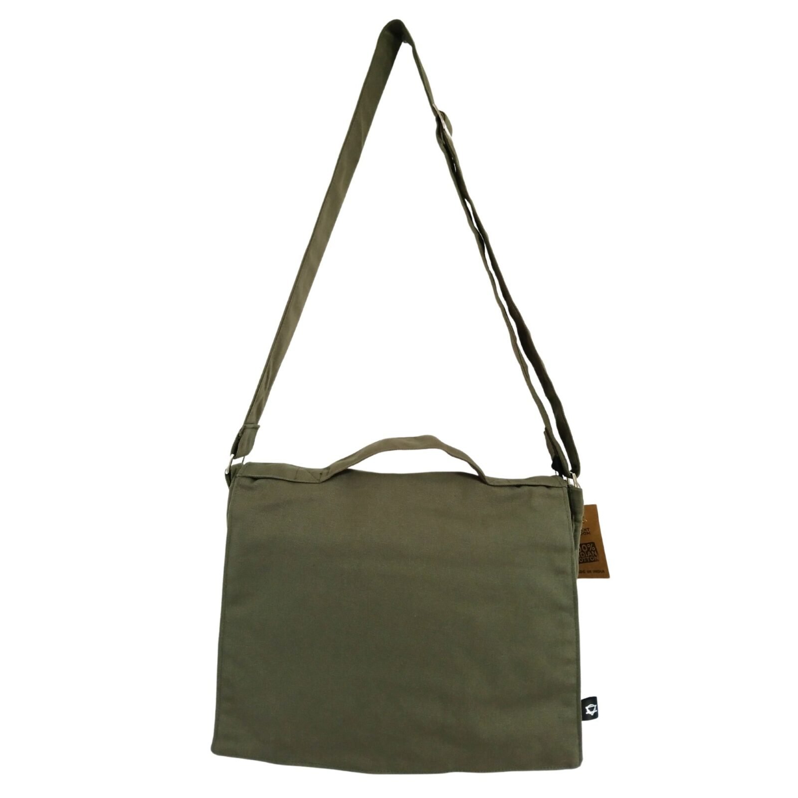 Bolso Mensajero de Lona de Algodón para Portátil, Oliva - Imagen 2