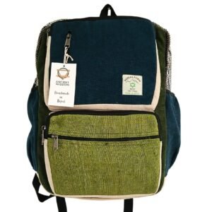 Mochila Grande de Cáñamo, Verde Azulado y Salvia - Sundara Oriental