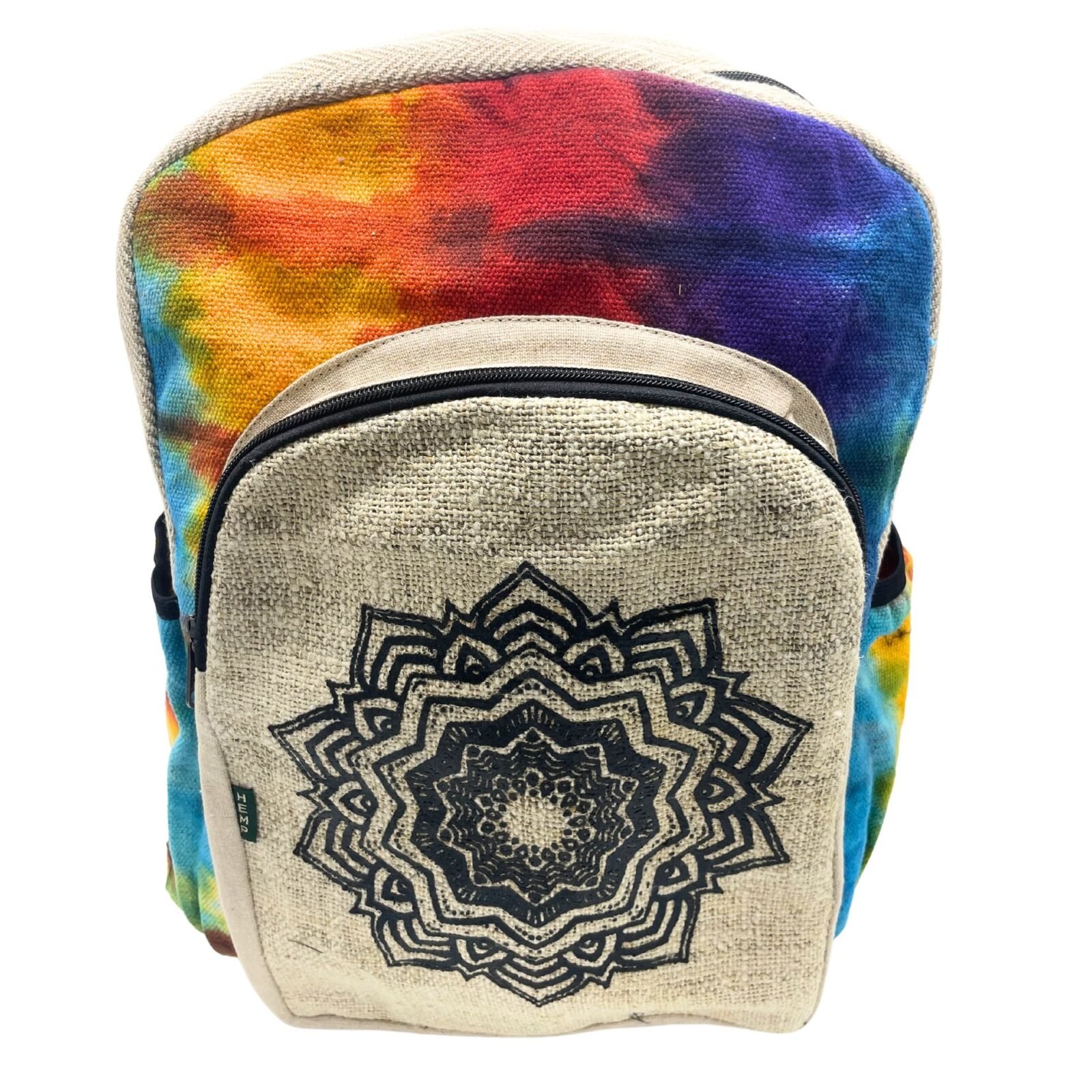 Mochila Grande de Cáñamo Tie-Dye, Mandala - Sundara Oriental